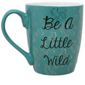 Wholesale - 16oz Turquoise Bullet Mug: "Be A Little Wild" in Black with Gold Unicorn Decals all Over C/P 36, UPC: 634894037547